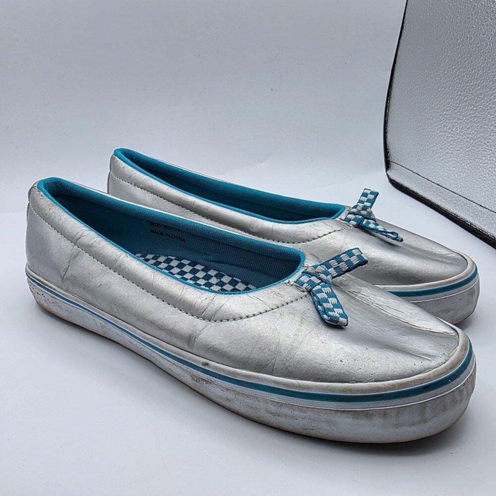 Vans X David & Goliath Womens Size 10 Silver Flat Slip On Shoes Walking Casual